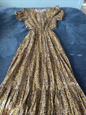 Wayf Yellow Leopard Print Maxi Dress
